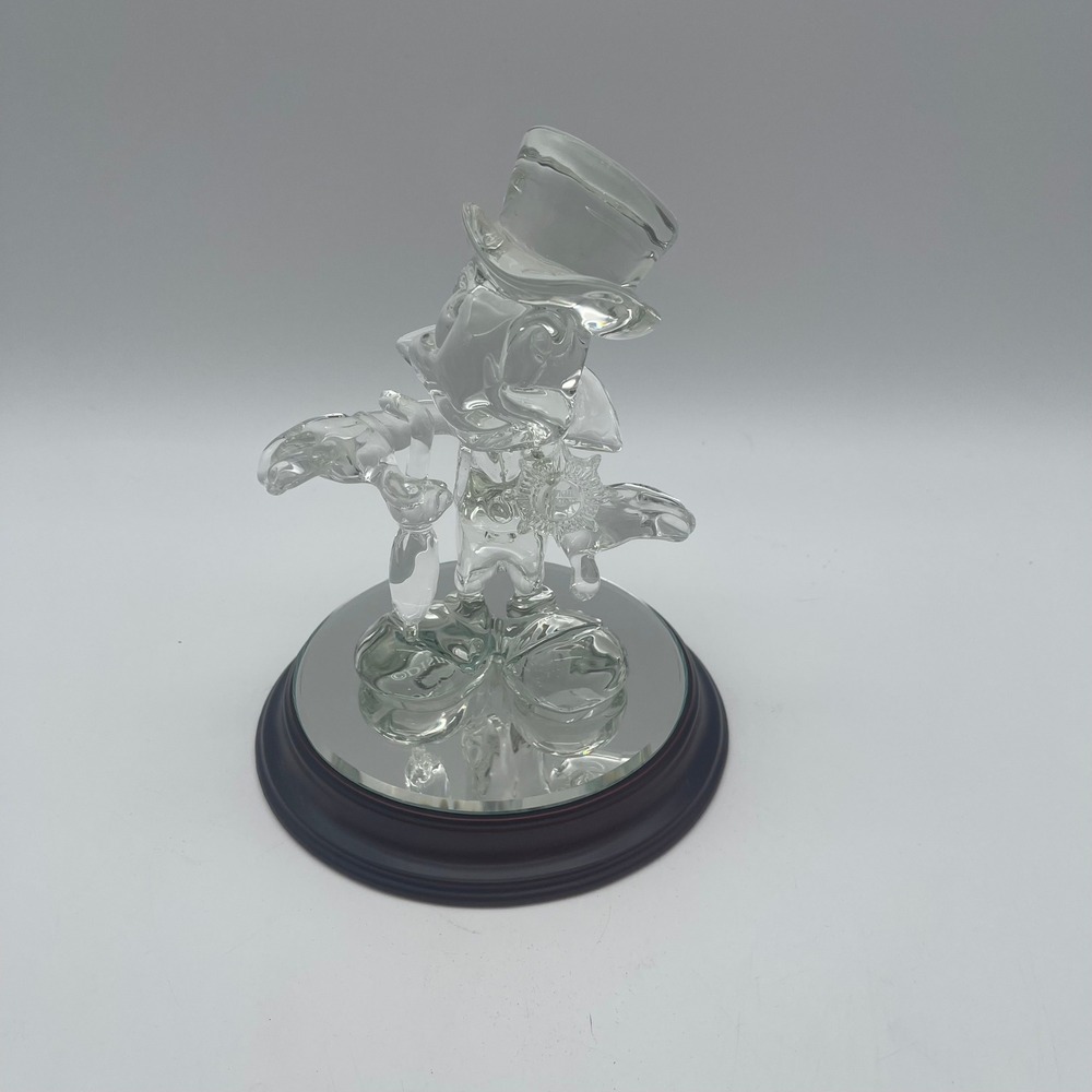 Disney Donald Duck Hand Blown Glass Figurine with Top Hat and Mirrored Base